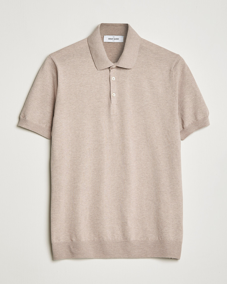 Homme | Polos | Gran Sasso | Cotton Knitted Polo Beige Melange