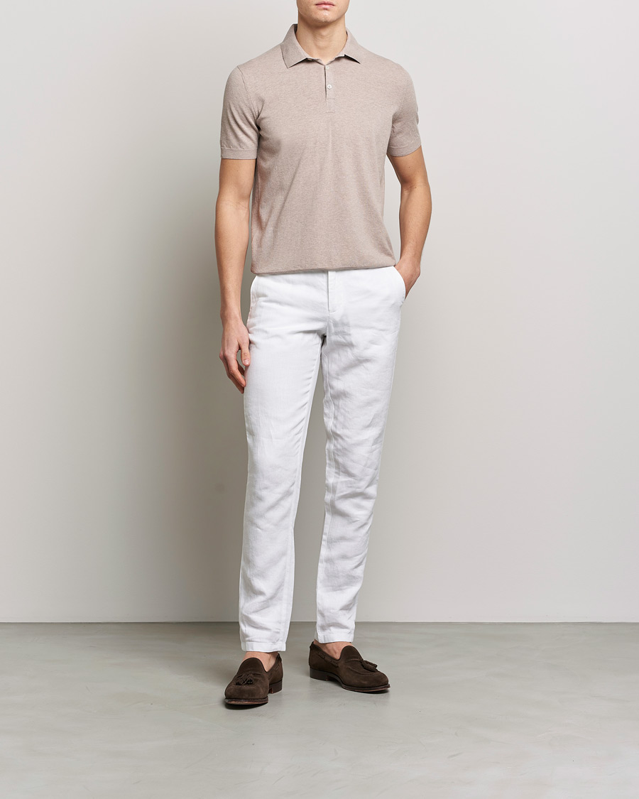 Homme | Polos | Gran Sasso | Cotton Knitted Polo Beige Melange