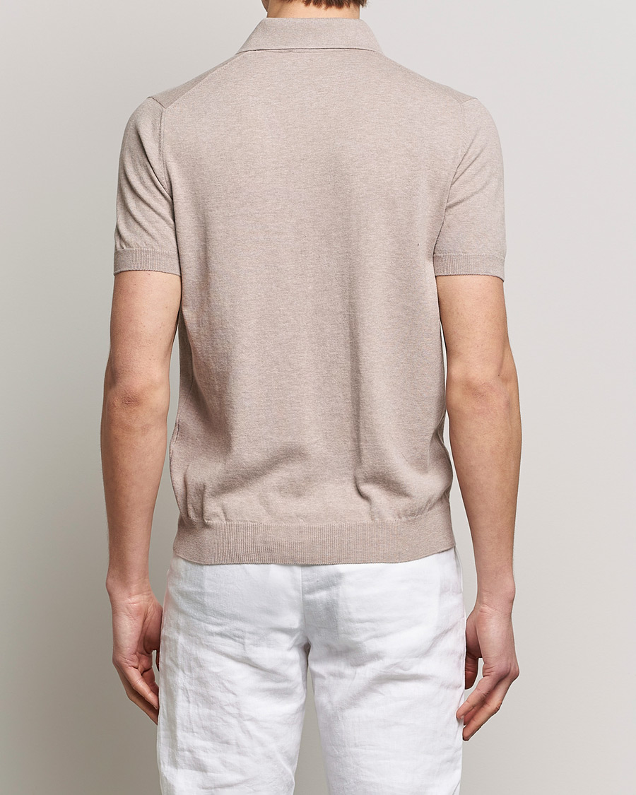 Homme | Polos | Gran Sasso | Cotton Knitted Polo Beige Melange
