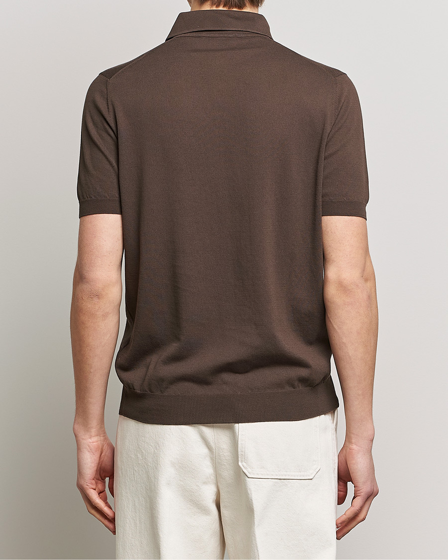 Homme | Polos | Gran Sasso | Cotton Knitted Polo Dark Brown