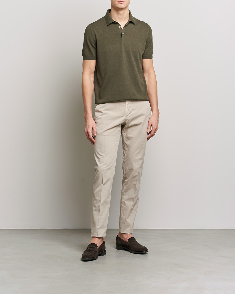 Homme | Polos | Gran Sasso | Cotton Knitted Polo Dark Olive