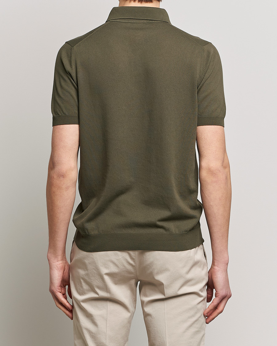 Homme | Polos | Gran Sasso | Cotton Knitted Polo Dark Olive