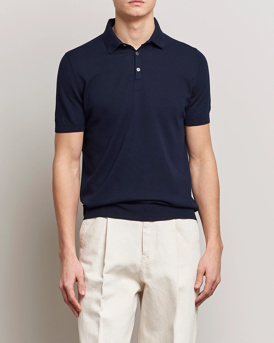 Homme | Sections | Gran Sasso | Cotton Knitted Polo Navy