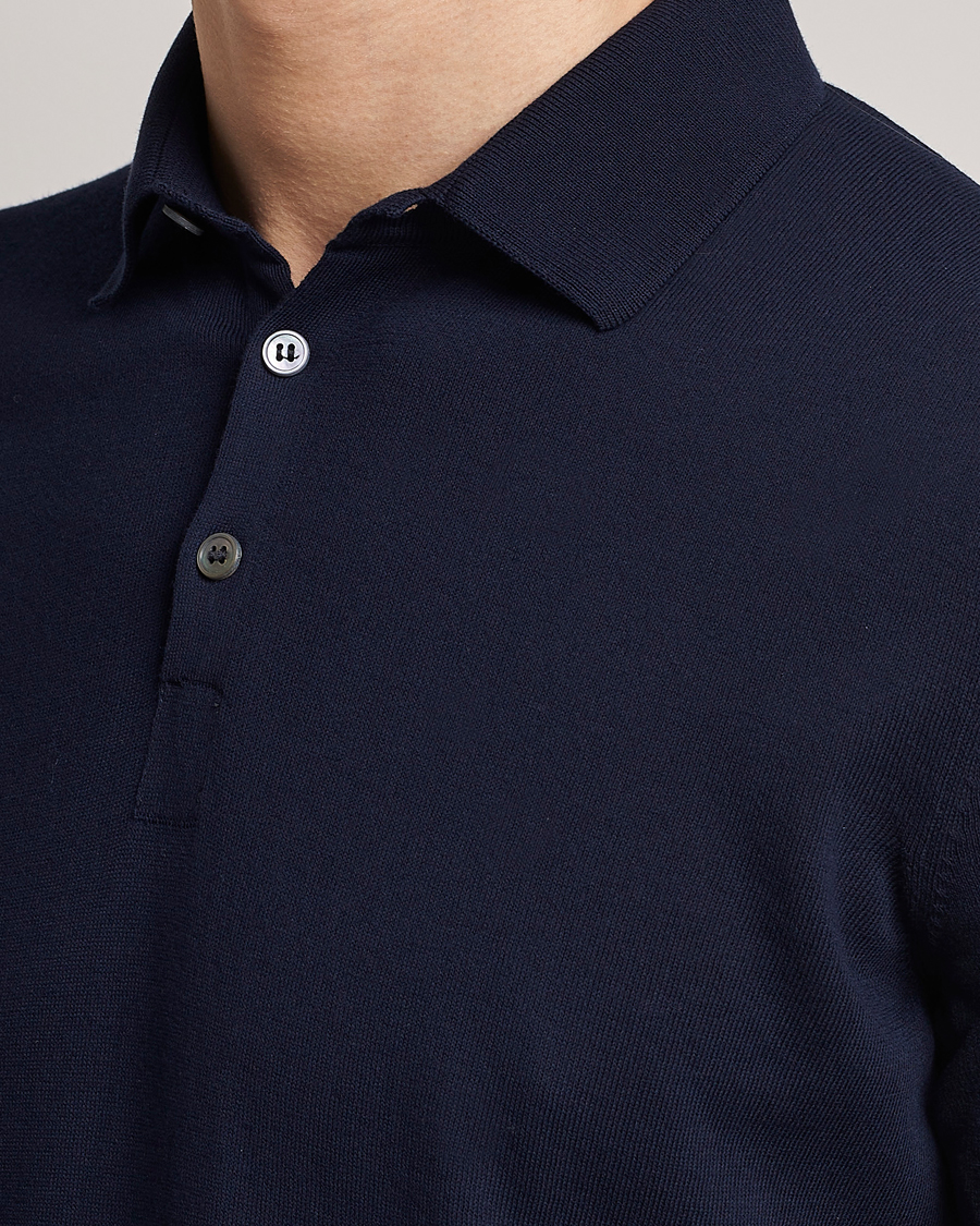 Homme | Polos | Gran Sasso | Cotton Knitted Polo Navy
