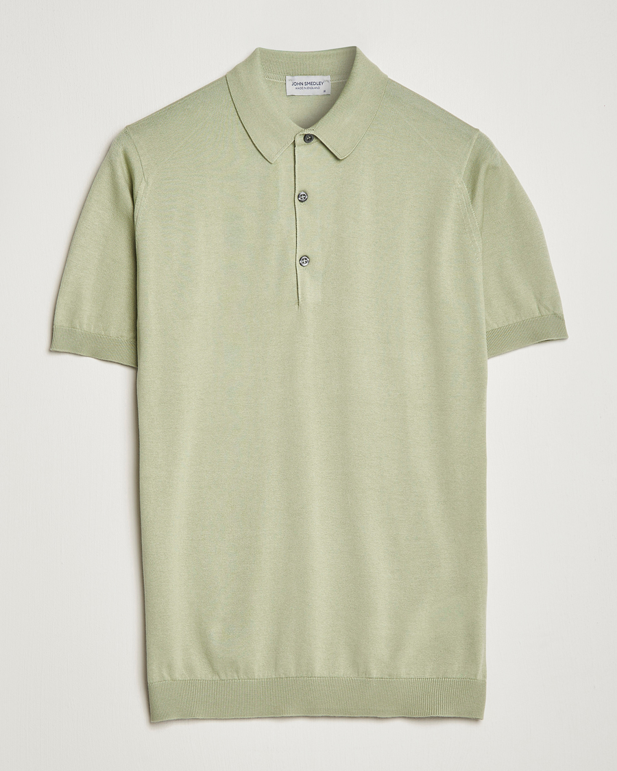 Homme | Polos | John Smedley | Adrian Slim Fit Sea Island Polo Desert Green