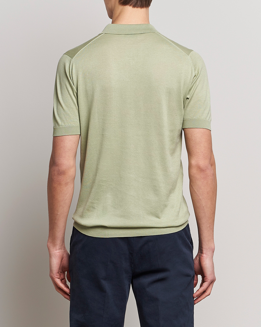 Homme | Polos | John Smedley | Adrian Slim Fit Sea Island Polo Desert Green