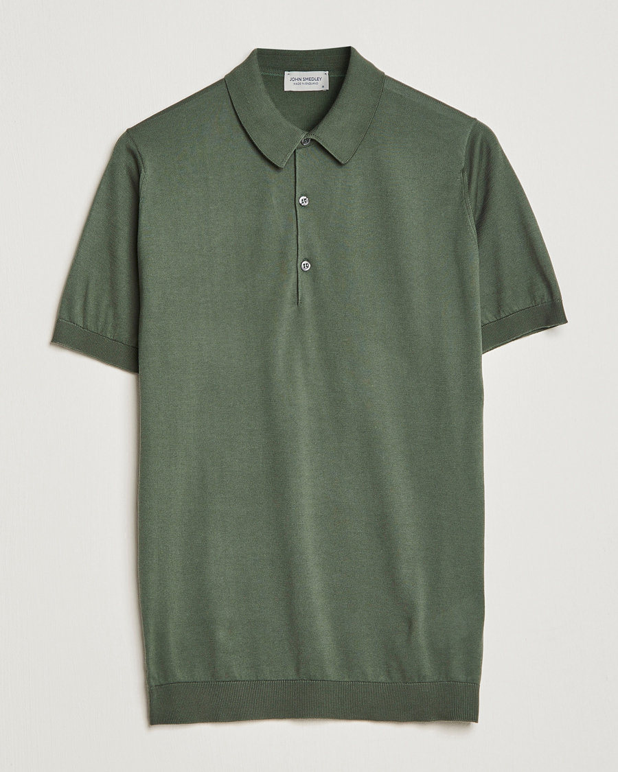 Homme | Polos | John Smedley | Adrian Slim Fit Sea Island Polo Palm Green