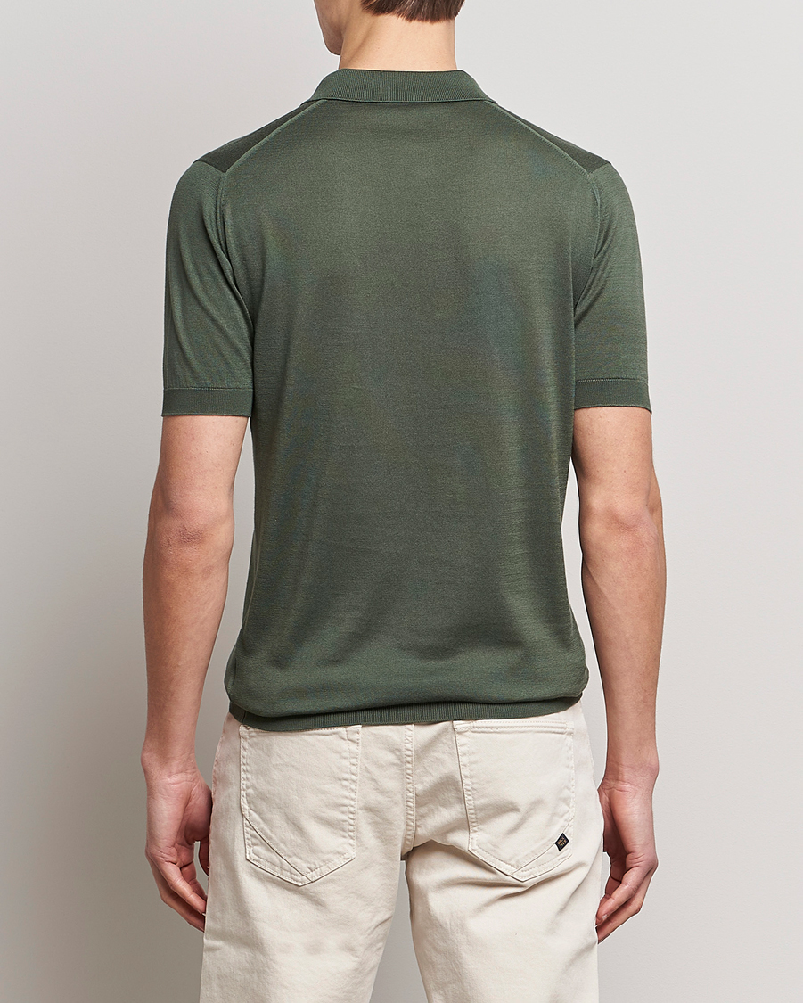Homme | Polos | John Smedley | Adrian Slim Fit Sea Island Polo Palm Green
