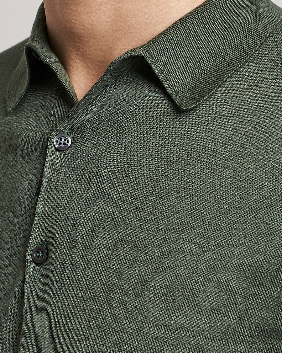 Homme | Polos | John Smedley | Adrian Slim Fit Sea Island Polo Palm Green