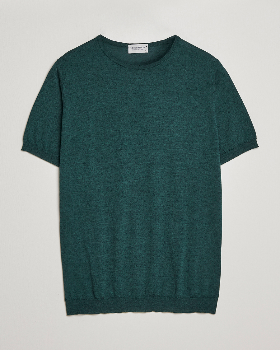 Homme | T-shirts | John Smedley | Belden Wool/Cotton T-Shirt Bottle Green