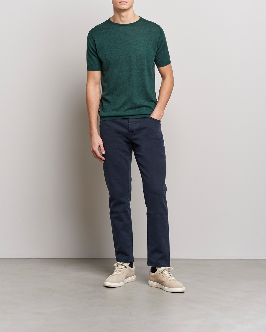 Homme | T-shirts | John Smedley | Belden Wool/Cotton T-Shirt Bottle Green