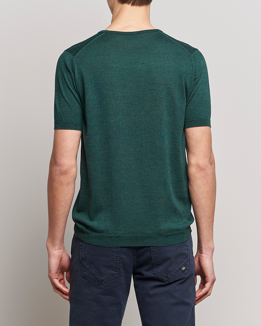 Homme | T-shirts | John Smedley | Belden Wool/Cotton T-Shirt Bottle Green