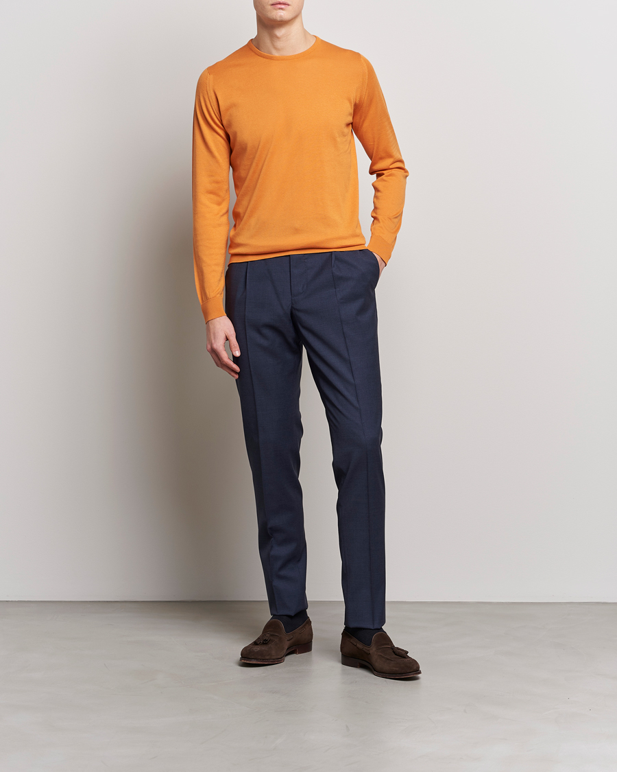 Homme | Pulls Et Tricots | John Smedley | Hatfield Sea Island Crew Neck Mandarin Orange