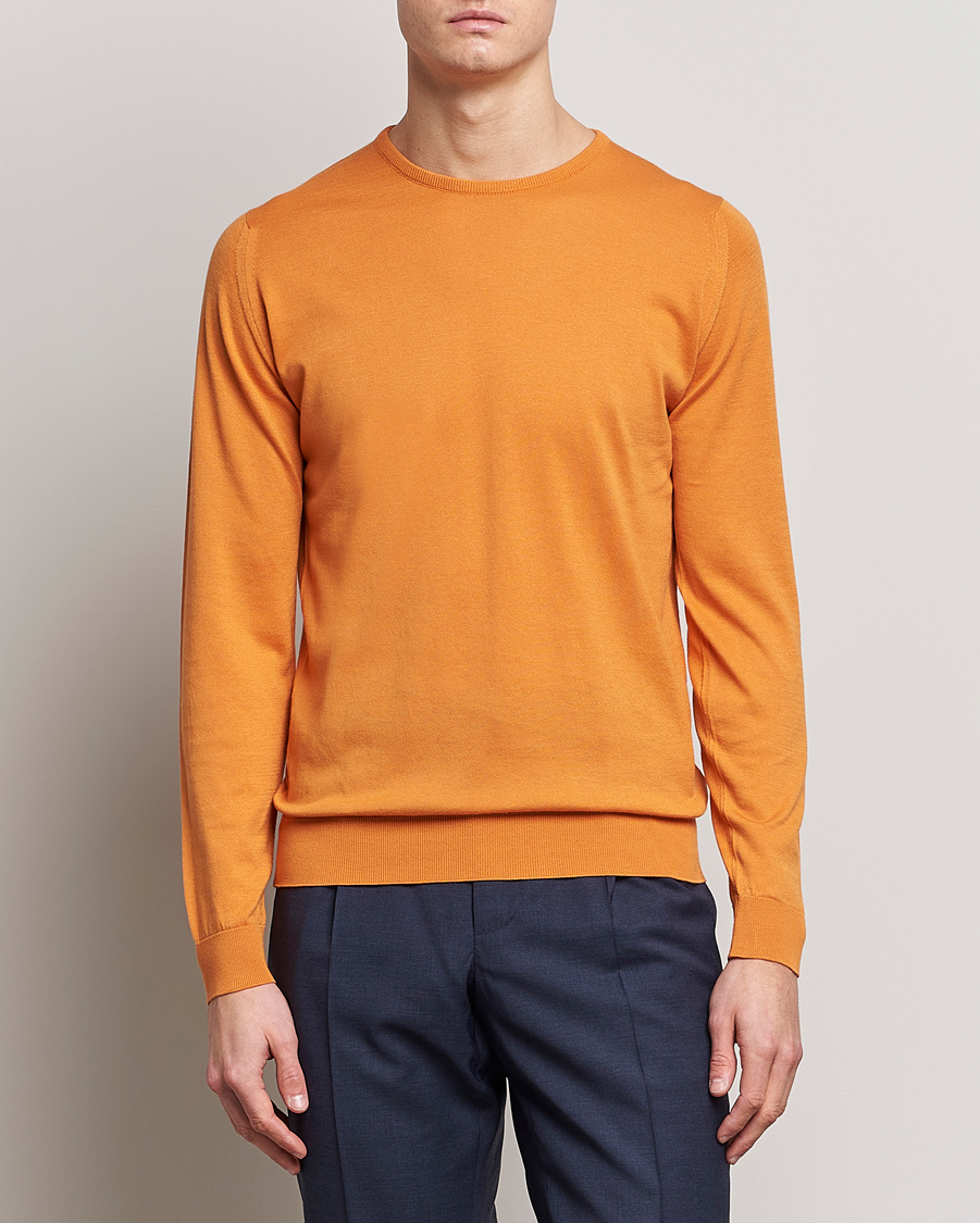 Homme | Pulls Et Tricots | John Smedley | Hatfield Sea Island Crew Neck Mandarin Orange