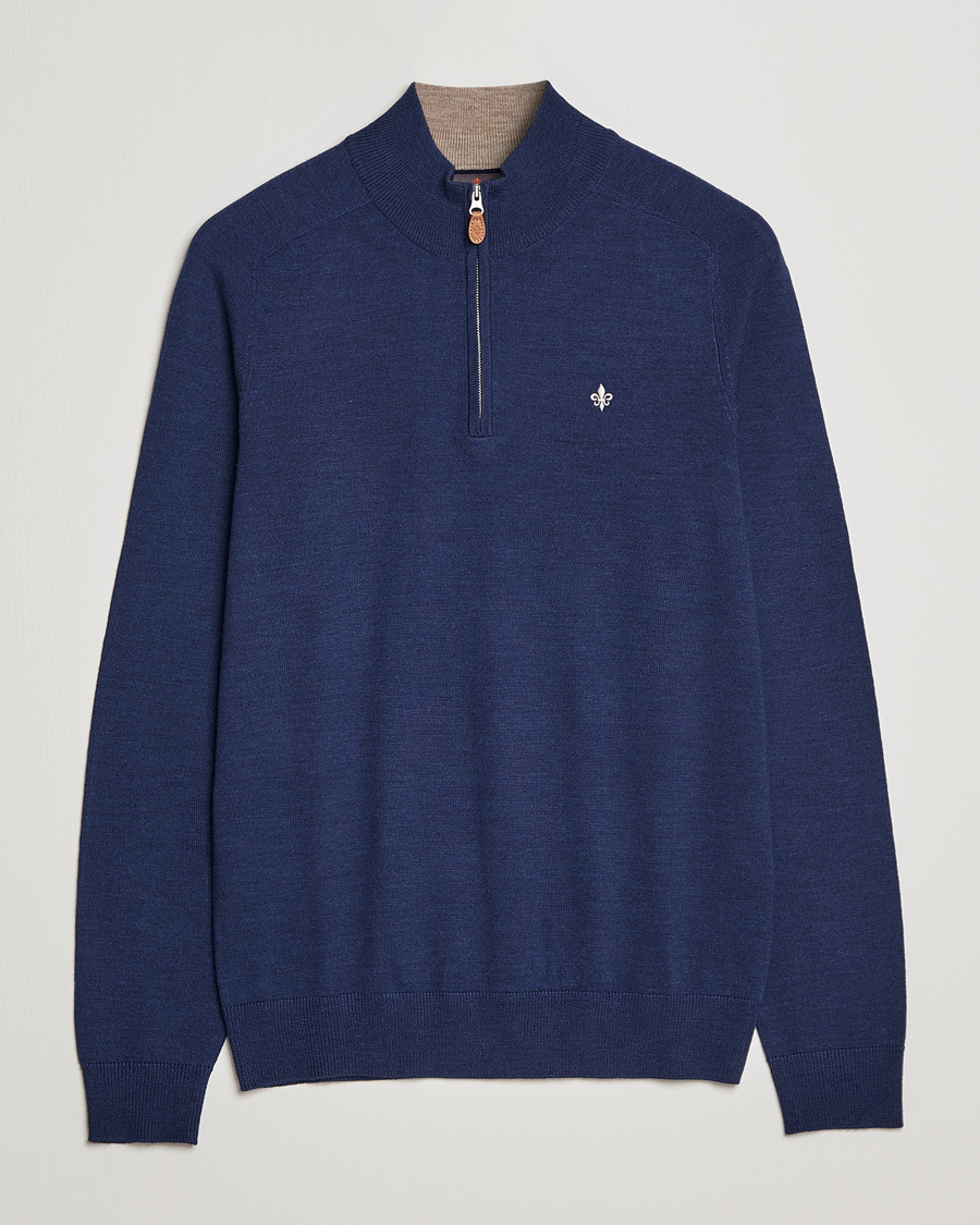 Homme | Pulls Et Tricots | Morris | John Merino Half Zip Blue