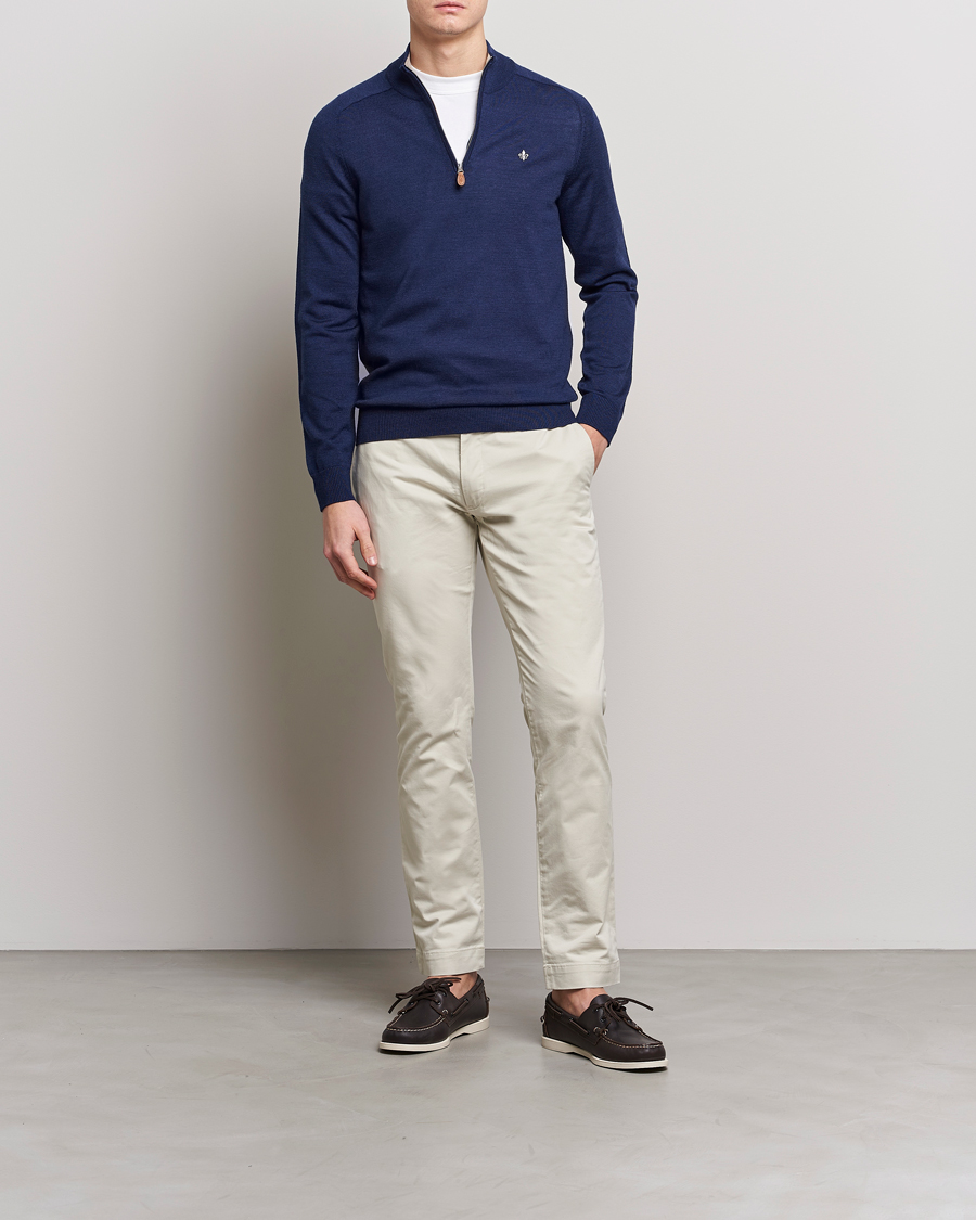 Homme | Pulls Et Tricots | Morris | John Merino Half Zip Blue