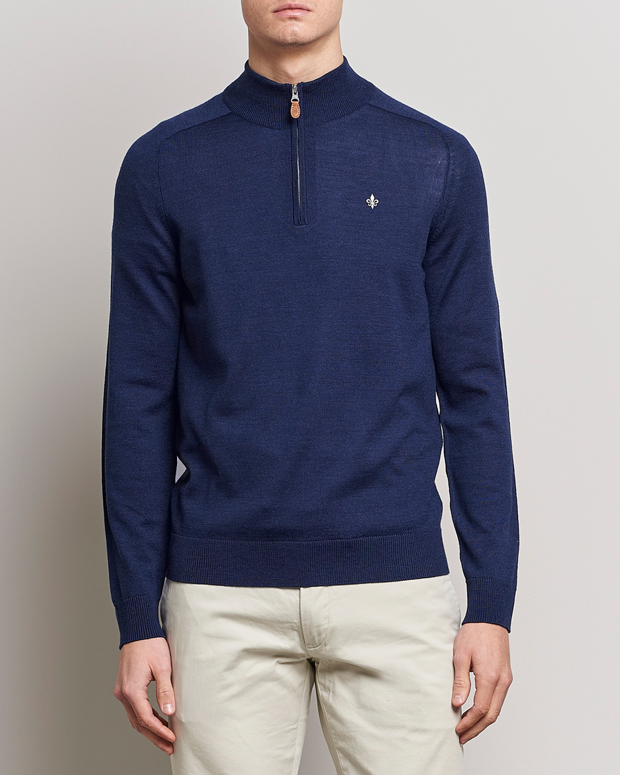 Homme | Pulls Et Tricots | Morris | John Merino Half Zip Blue