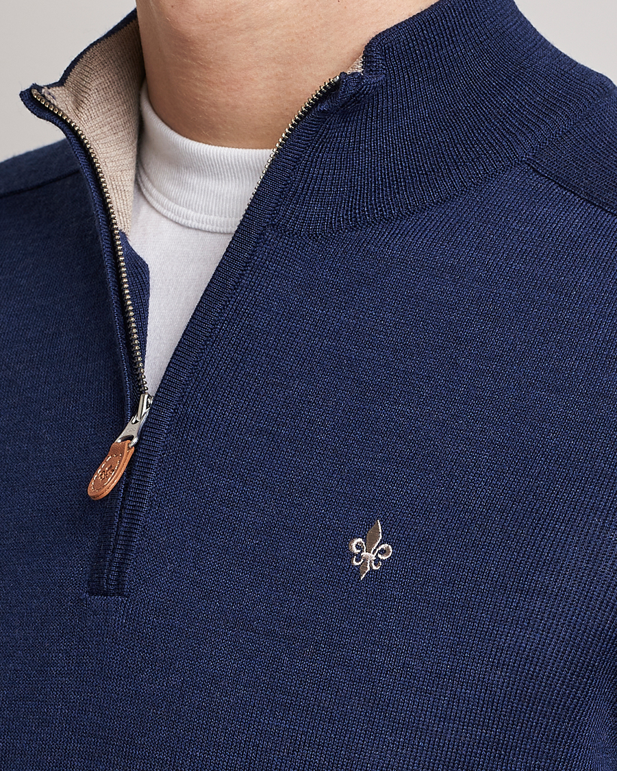 Homme | Pulls Et Tricots | Morris | John Merino Half Zip Blue