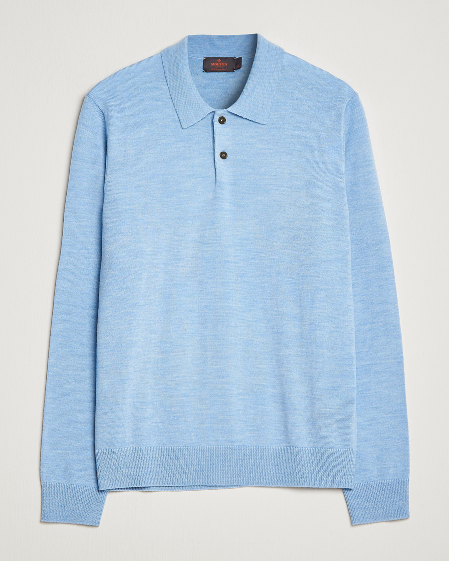 Homme | Pulls Et Tricots | Morris | Merino Knitted Polo Light Blue