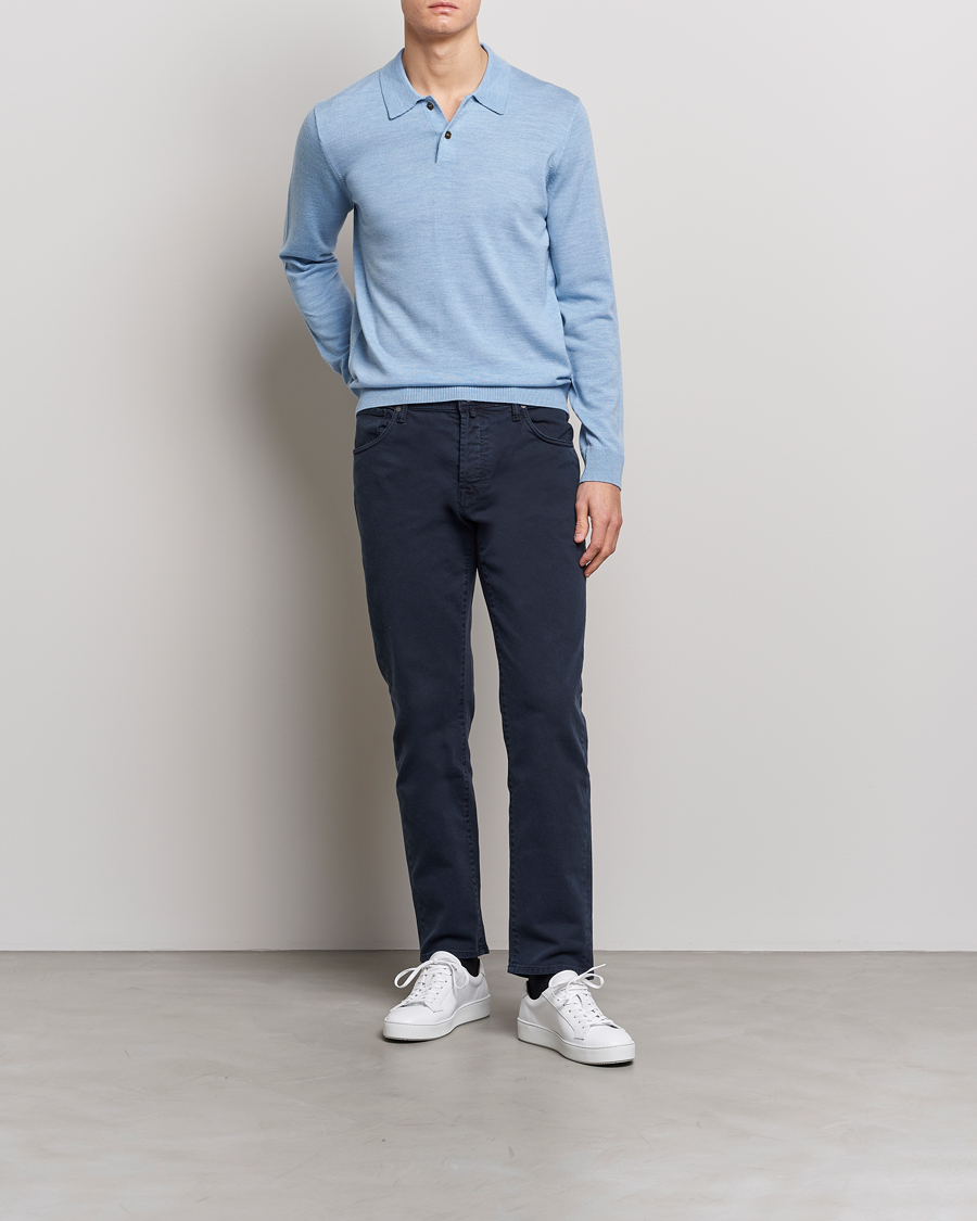 Homme | Pulls Et Tricots | Morris | Merino Knitted Polo Light Blue