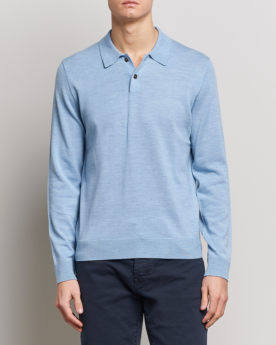 Homme | Pulls Et Tricots | Morris | Merino Knitted Polo Light Blue