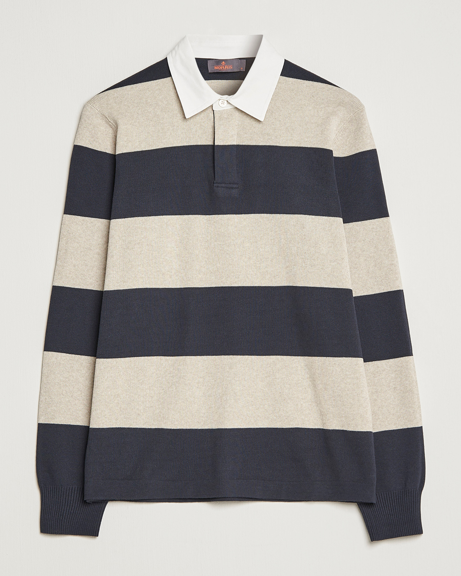 Homme | Pulls Et Tricots | Morris | George Knitted Striped Rugger Grey/Navy