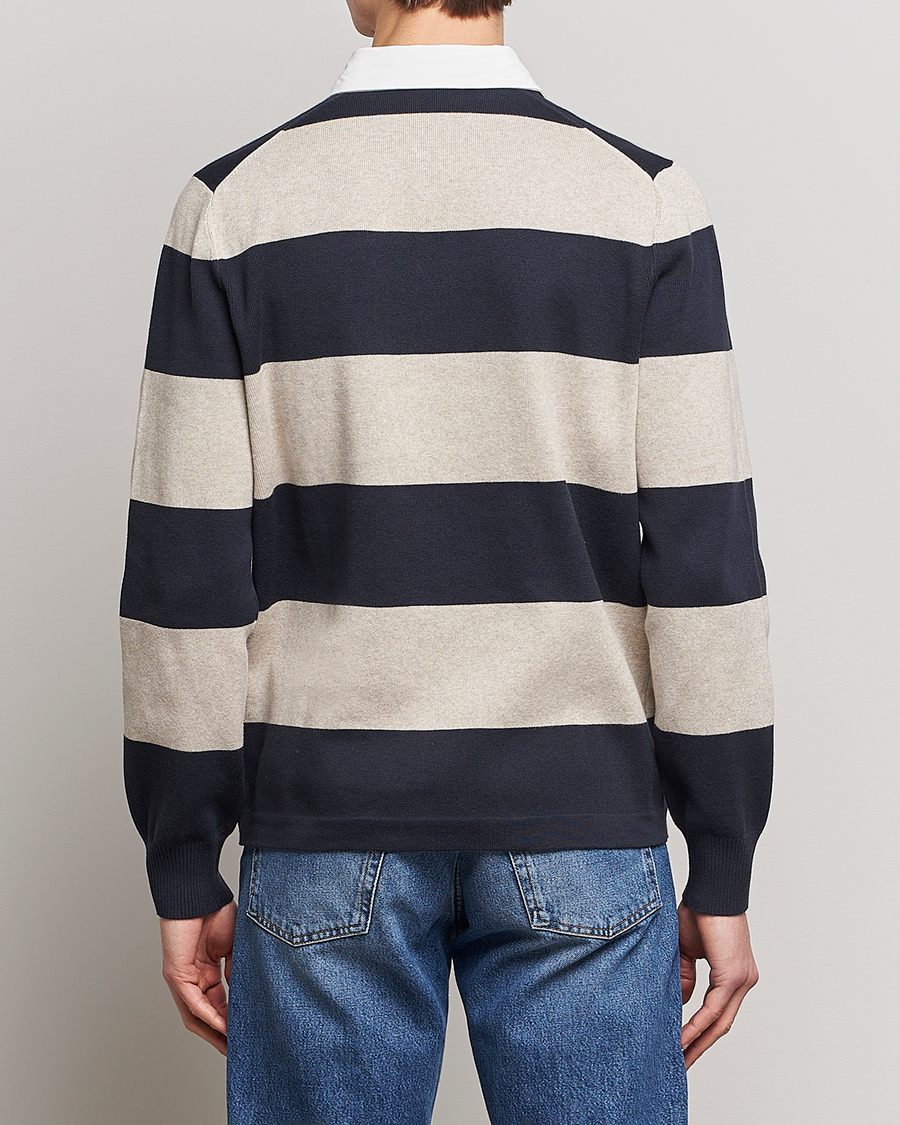Homme | Pulls Et Tricots | Morris | George Knitted Striped Rugger Grey/Navy
