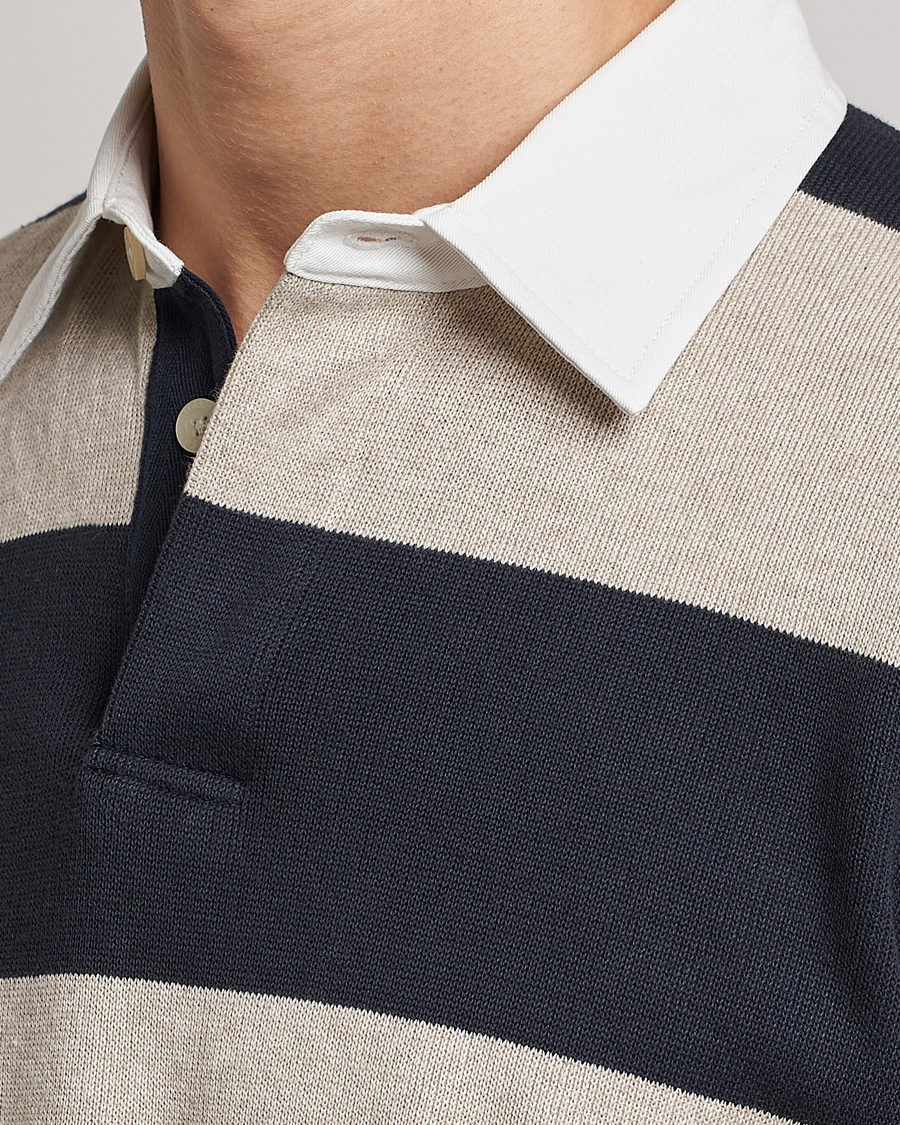 Homme | Pulls Et Tricots | Morris | George Knitted Striped Rugger Grey/Navy