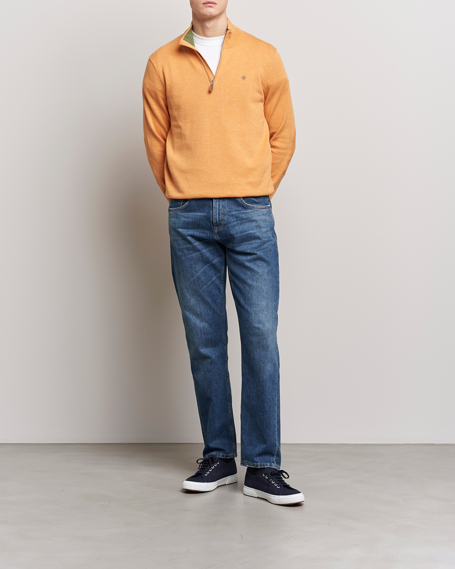 Homme | Pulls Et Tricots | Morris | Harold Cotton/Linen Summer Half Zip Orange