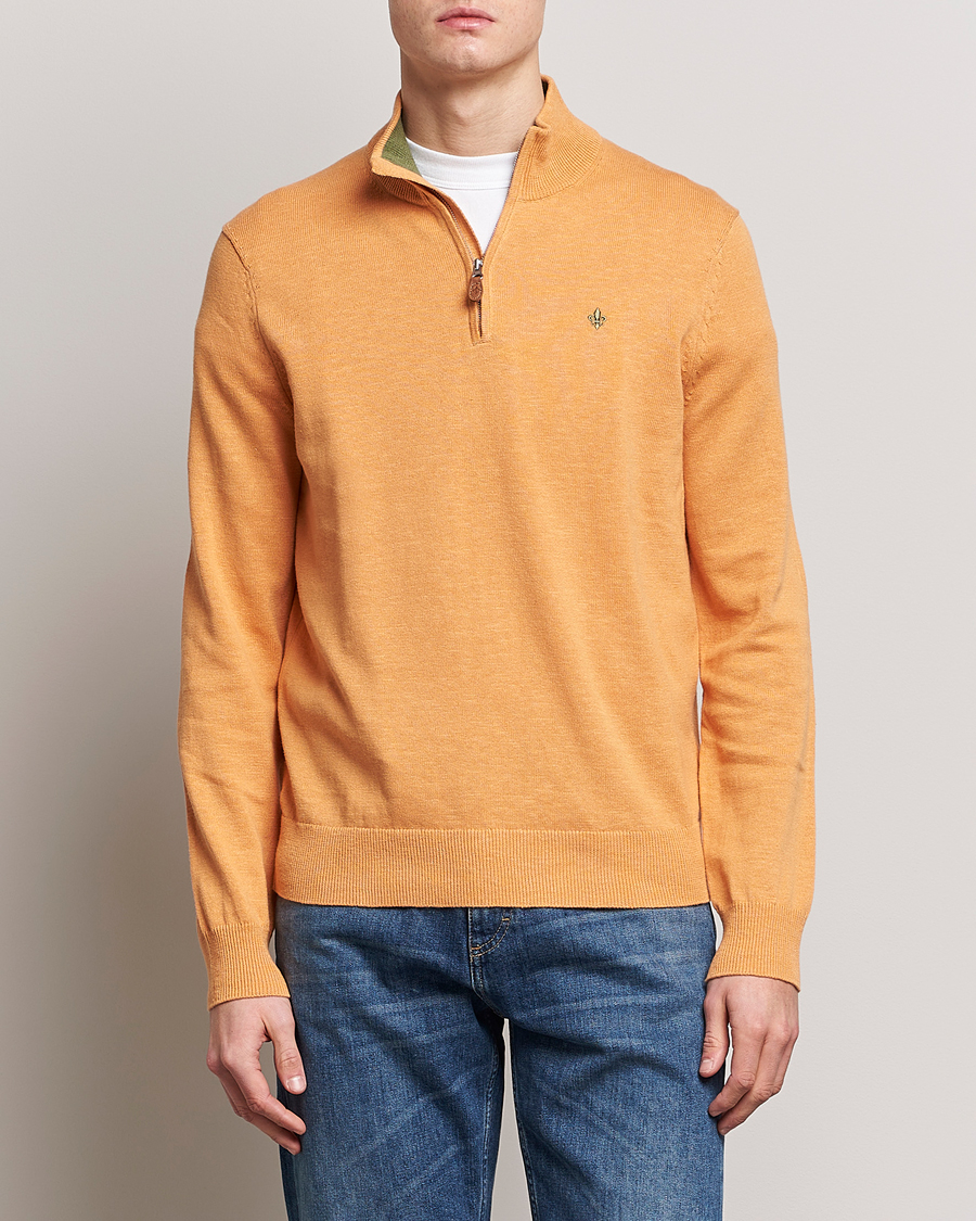 Homme | Pulls Et Tricots | Morris | Harold Cotton/Linen Summer Half Zip Orange