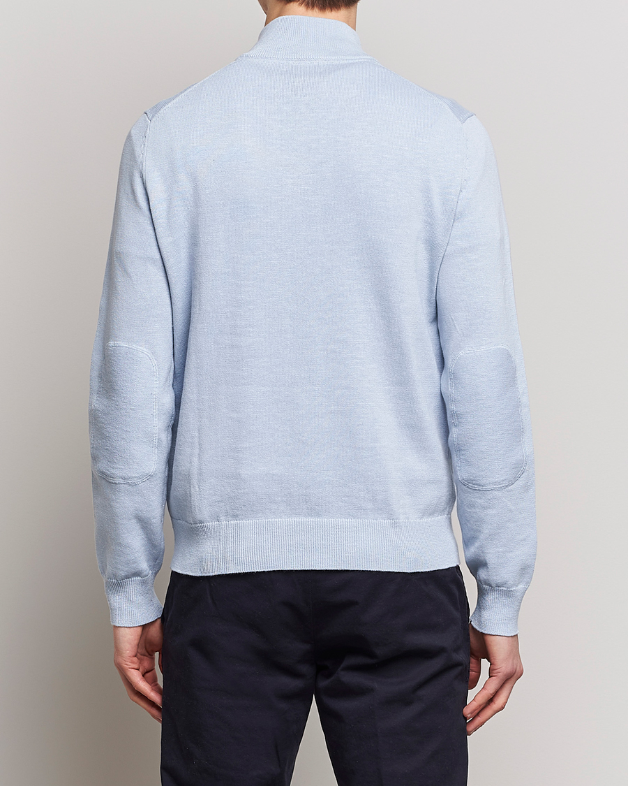 Homme | Pulls Et Tricots | Morris | Harold Cotton/Linen Summer Half Zip Light Blue