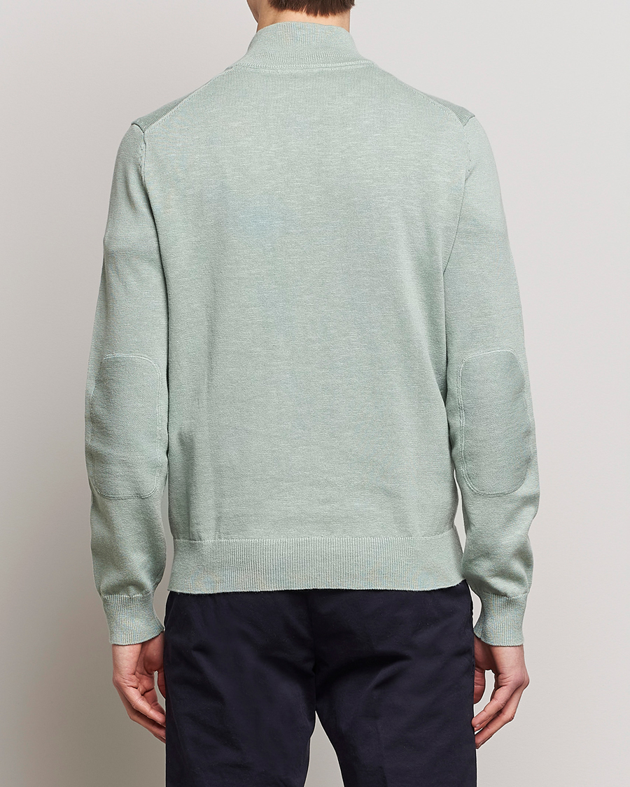 Homme | Pulls Et Tricots | Morris | Harold Cotton/Linen Summer Half Zip Mint Green
