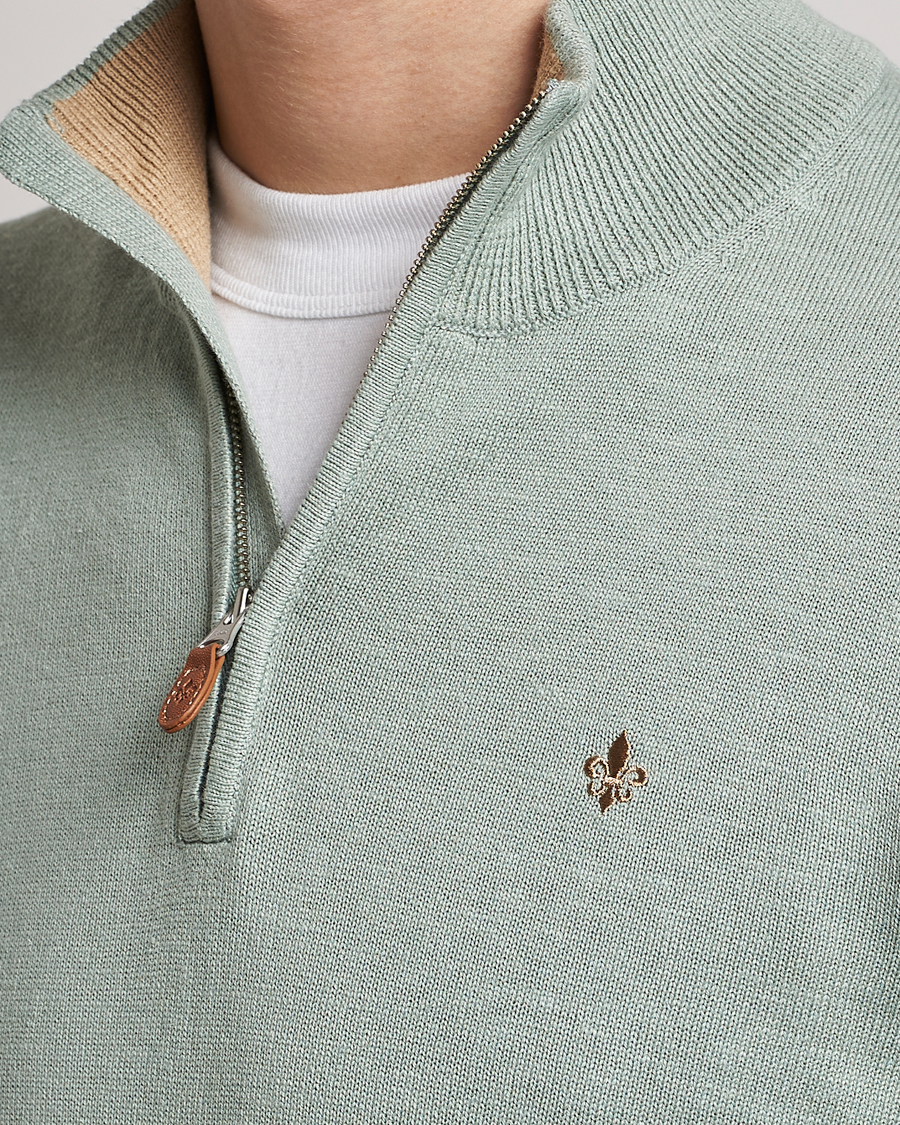 Homme | Pulls Et Tricots | Morris | Harold Cotton/Linen Summer Half Zip Mint Green