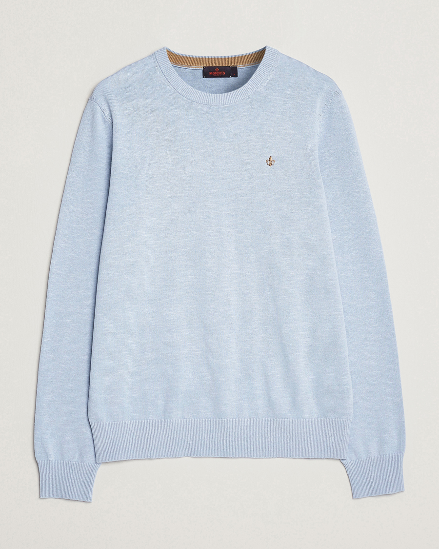 Homme | Pulls Et Tricots | Morris | Harold Cotton/Linen Summer Crew Neck Light Blue