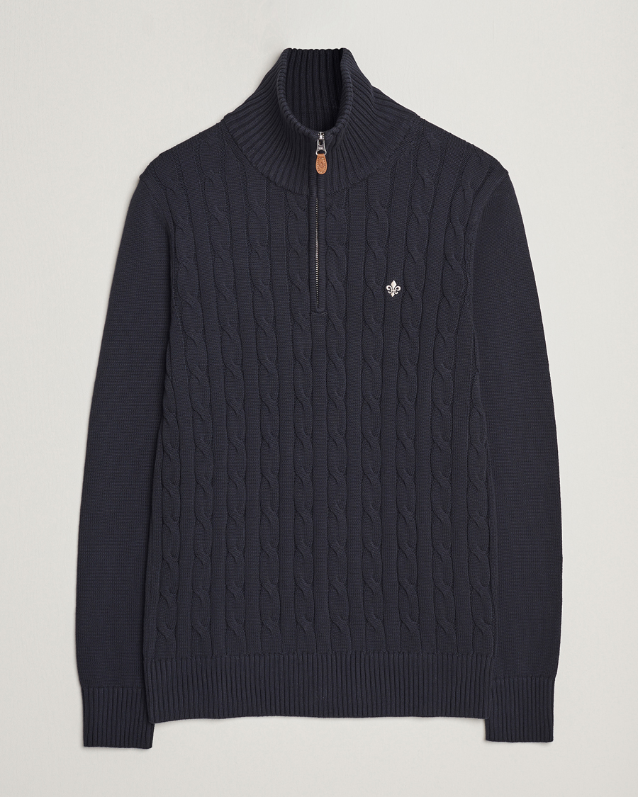 Homme | Pulls Et Tricots | Morris | Raymond Cable Half Zip Old Blue