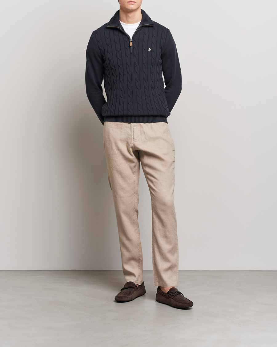 Homme | Pulls Et Tricots | Morris | Raymond Cable Half Zip Old Blue