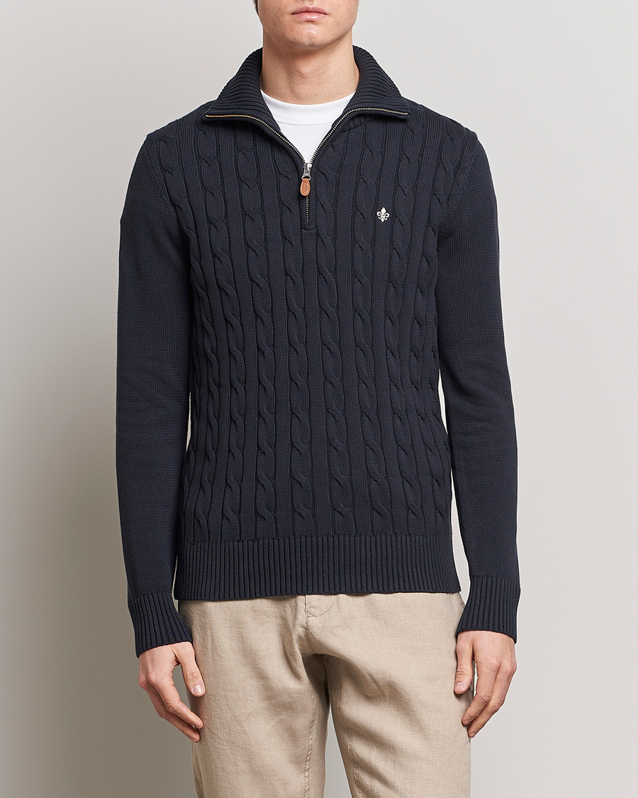Homme | Pulls Et Tricots | Morris | Raymond Cable Half Zip Old Blue
