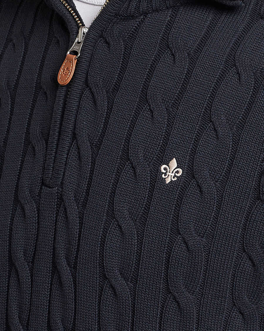 Homme | Pulls Et Tricots | Morris | Raymond Cable Half Zip Old Blue