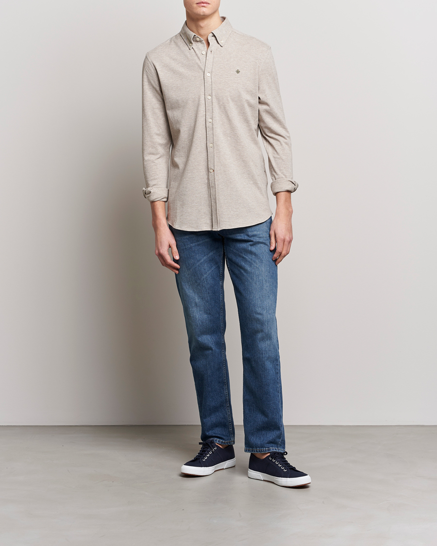 Homme | Chemises | Morris | Ivory Jersey Button Down Shirt Beige