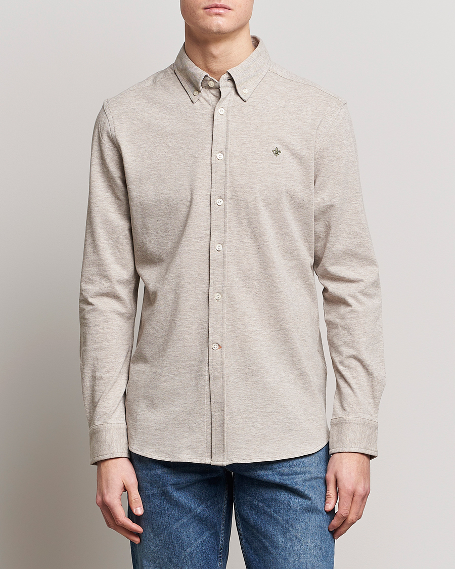 Homme | Chemises | Morris | Ivory Jersey Button Down Shirt Beige