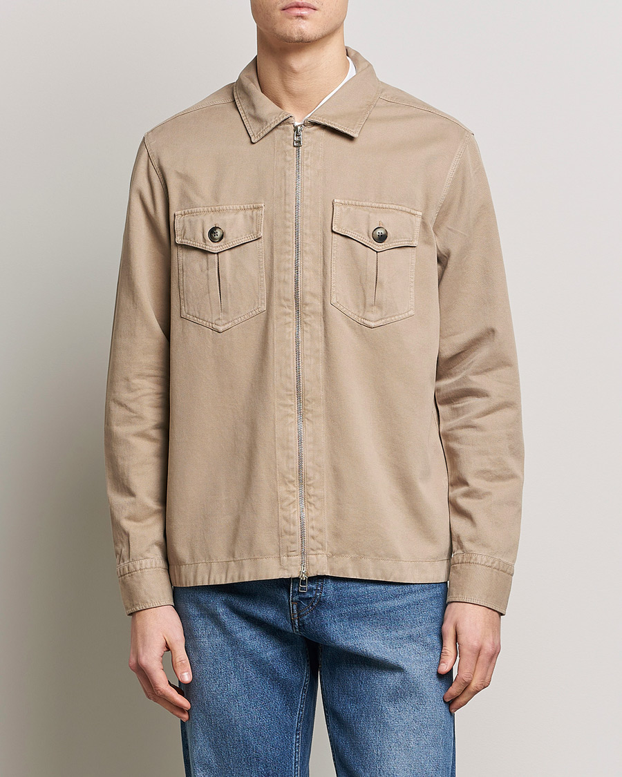Homme | Chemises | Morris | Brayden Zip Overshirt Khaki