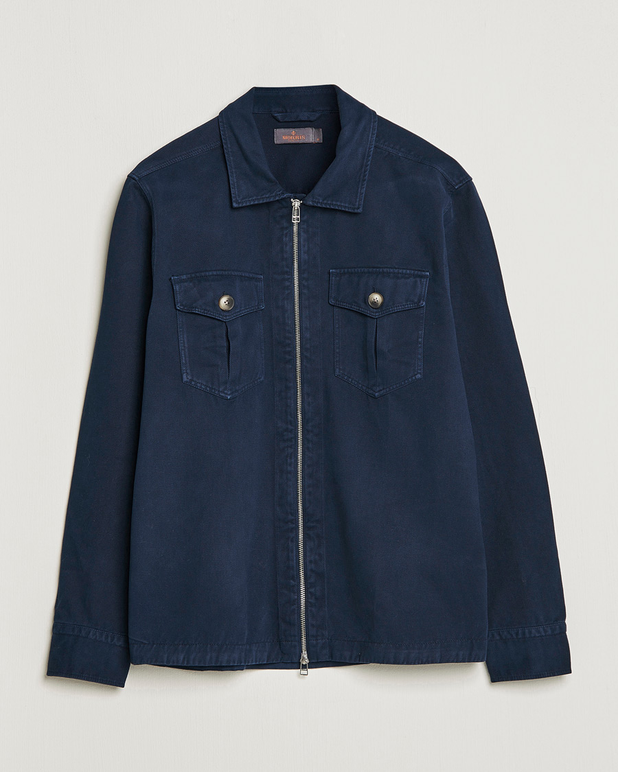 Homme | Chemises | Morris | Brayden Zip Overshirt Old Blue