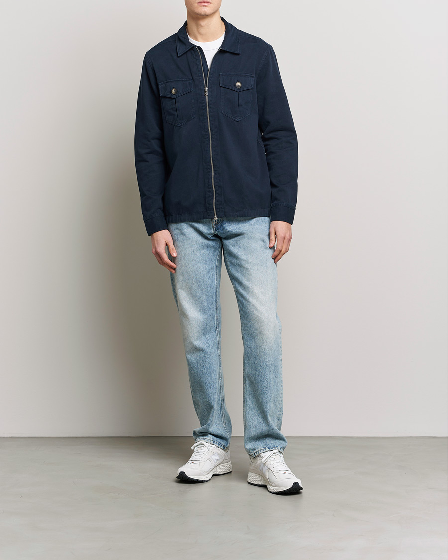 Homme | Chemises | Morris | Brayden Zip Overshirt Old Blue