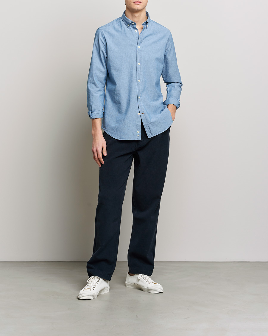 Homme | Chemises | Morris | John Chambray Button Down Shirt Light Blue