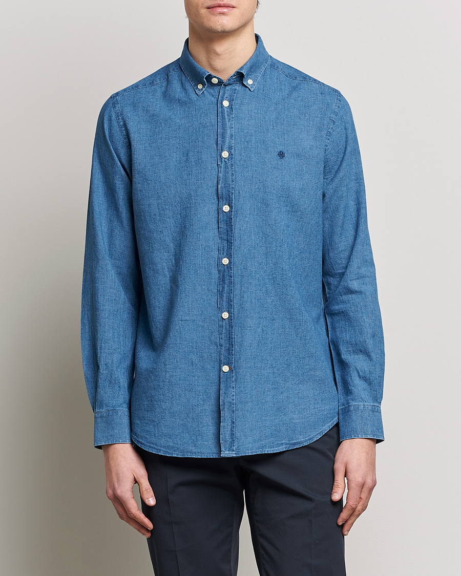 Homme | Chemises | Morris | Cotton /Linen Indigo Button Down Shirt Medium Blue