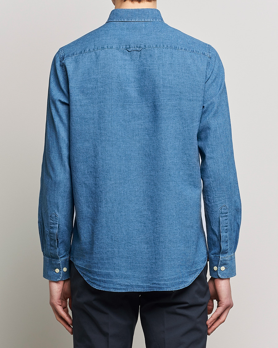 Homme | Chemises | Morris | Cotton /Linen Indigo Button Down Shirt Medium Blue