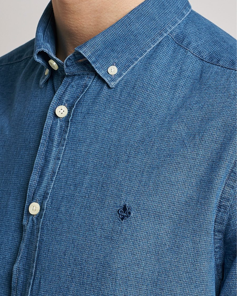 Homme | Chemises | Morris | Cotton /Linen Indigo Button Down Shirt Medium Blue