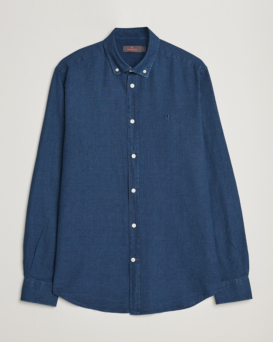 Homme | Chemises | Morris | Cotton /Linen Indigo Button Down Shirt Dark Blue
