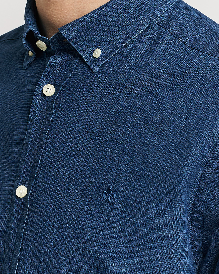 Homme | Chemises | Morris | Cotton /Linen Indigo Button Down Shirt Dark Blue