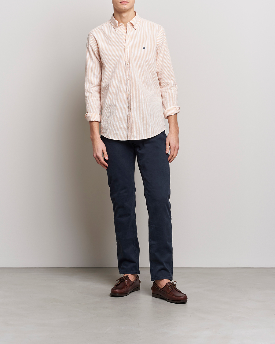 Homme | Chemises | Morris | Seersucker Button Down Shirt Orange/White